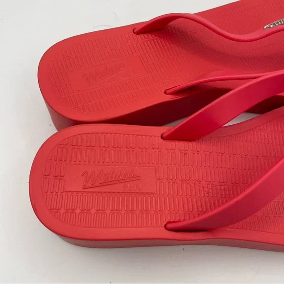 Melissa vegan sun venice platform sandals red/orange women’s Size 6 - Picture 7 of 11